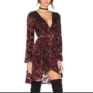 Band of Gypsies Floral Wrap Dress Burnout Velvet